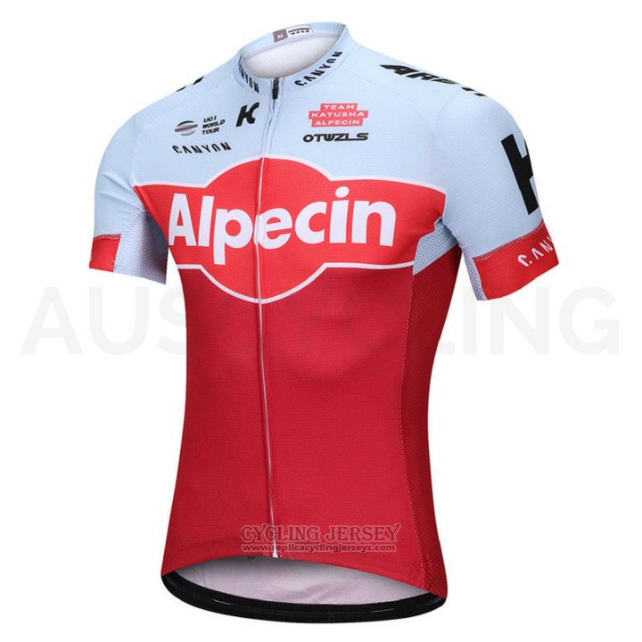 2018 Cycling Jersey Katusha Alpecin Red Short Sleeve and Bib Short
